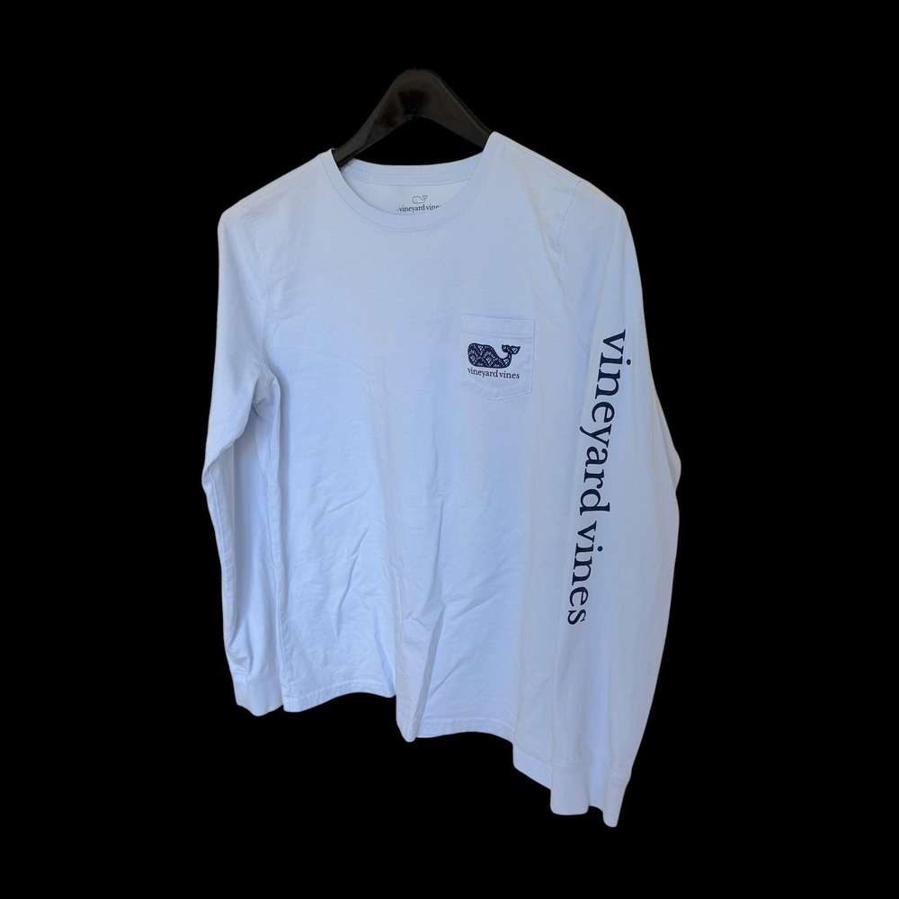 Vineyard Vines Light Blue Long Sleeve Whale Pocket T-Shirt Sz M